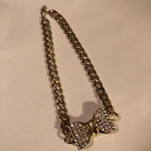 Rhinestone Bow Chain Link Necklace